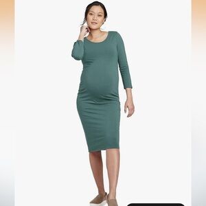 Isabel Maternity Women's 3/4 Sleeve T-Shirt Maternity Dress Green Size Medium